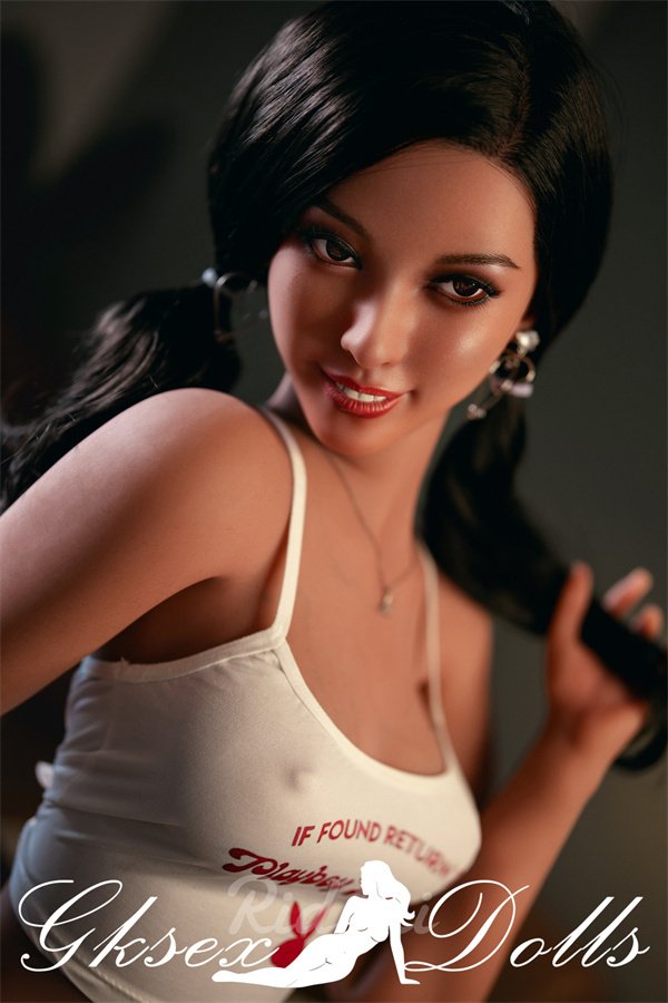 sexdollOVU42 22 03 157cm Brown Skin Sweet Smile Silicone Head TPE Body Sex Doll Celia
