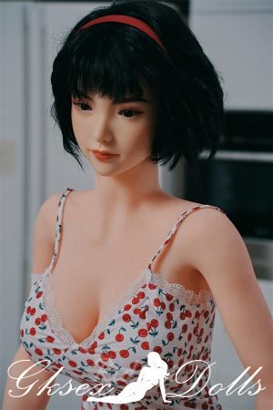 sexdollOVU42 56 01 163cm Short Hair Gentle Girl Silicone Head TPE Body Sex Doll Phaedra